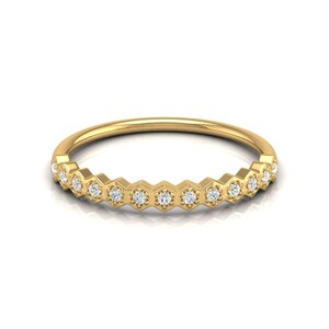 Geometrische Diamant Band Zick Zag Gold Ring Minimale Stapelbar Ehering