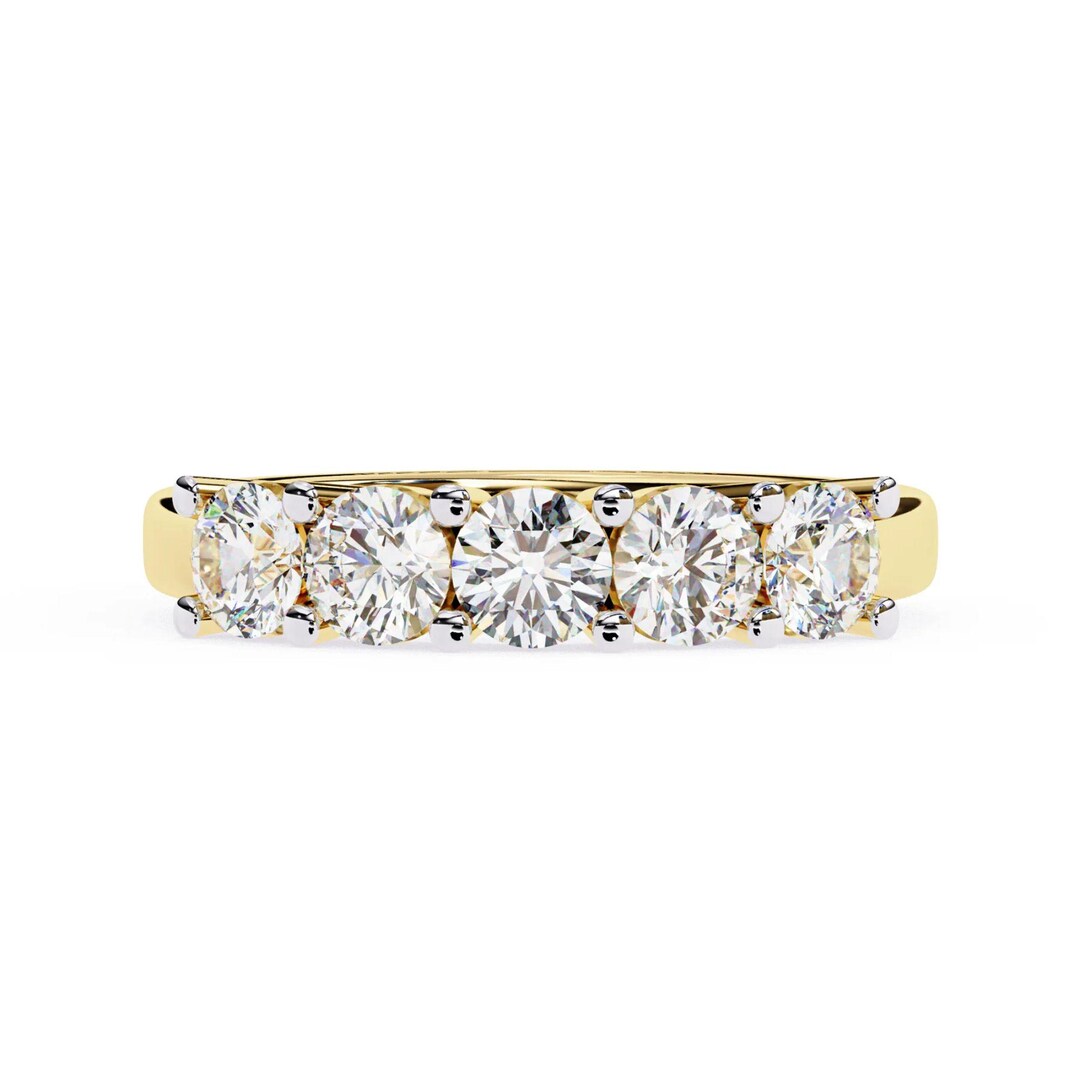 Round Cut Diamond Half Eternity Band Ring in 14K 18K Gold Wedding ...