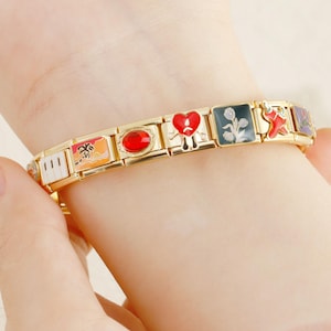 Personalized Gold Italian Charm List,Vintage Best Friend Bracelet,Colorful Charms,Daughter Gift,Gift For Her,y2k jewelry