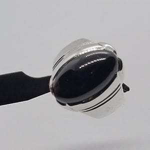 Natural Black Agate Sterling Silver 925 Ring, Black Aqeeq Ring, Handmade Beautiful Ring