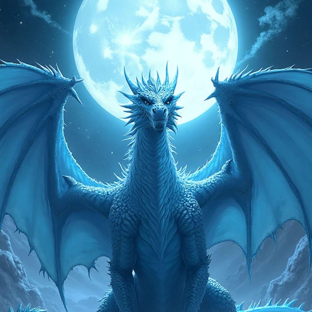 White Dragon Under the Moon – Fantasy Art Set, Mystic Dragon Wallpaper ...