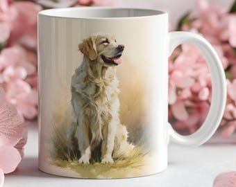 Taza de acuarela Golden Retriever, regalo para dueño de perro, taza de café de cerámica, regalo para mamá de perro, amante del golden, recuerdo de mascota, adopción, veterinario, agradecimiento