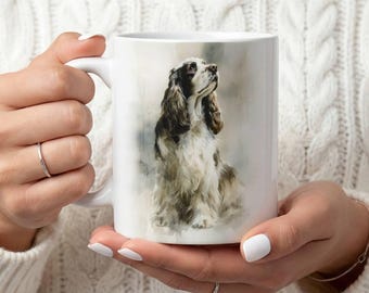 Regalo para dueño de Cocker Spaniel, taza de acuarela de 11 oz y 15 oz, taza de café de cerámica, regalo para mamá Cocker Spaniel bronceada, amante de los perros, regalo conmemorativo de adopción de mascotas