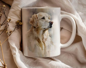 Regalo para amantes del golden retriever, taza de cerámica con acuarela, regalo para mamá perruna, regalo conmemorativo para mascotas, regalo de condolencia por adopción.