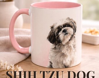 Taza de cerámica con diseño de Shih Tzu, ideal como regalo para amantes de las mascotas, veterinarios, mamás y papás caninos, de 325 ml y 430 ml. Apto para lavavajillas.