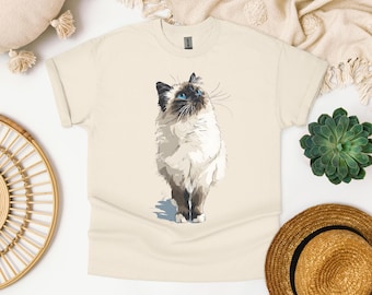 Camiseta con gráfico de gato Ragdoll: camiseta con retrato de mascota, regalo para amantes de los gatos