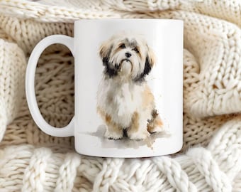 Regalo para dueño de Shih Tzu, taza de cerámica de acuarela de 11 oz y 15 oz, regalo para mamá Shih Tzu, amante de los perros, regalo conmemorativo de adopción de mascotas