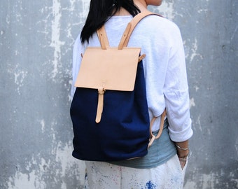 Handmade Leather And Canvas Backpack