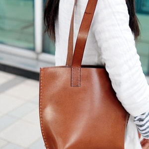 Hand Stitched Leather Tote Bag image 1