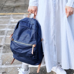 Artemis Lederwaren Canvas Rucksack kleine Größe Navy