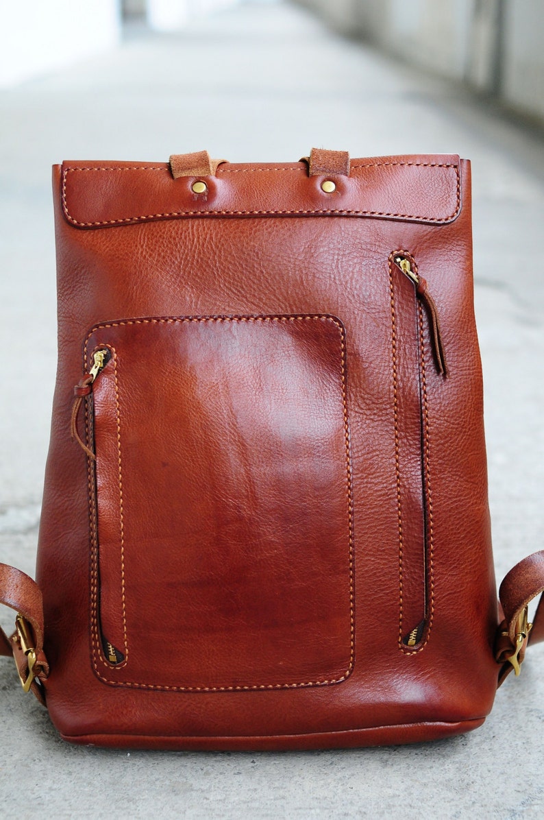 Artemis Leatherware Hand Stitched Large Leather Backpack image 3