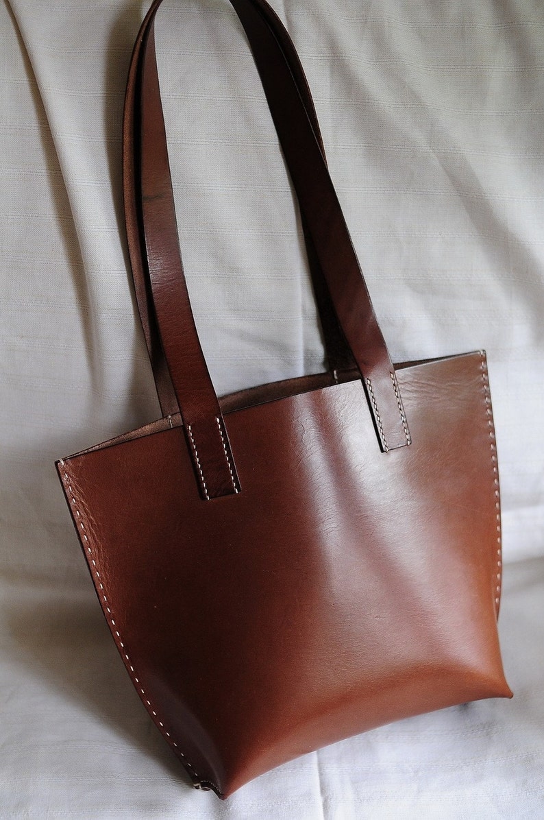 Hand Stitched Leather Tote Bag image 2