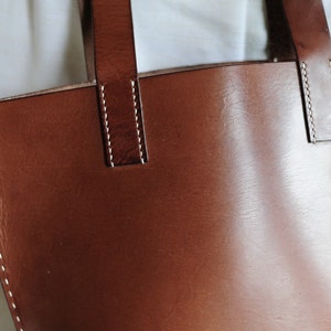 Hand Stitched Leather Tote Bag image 3