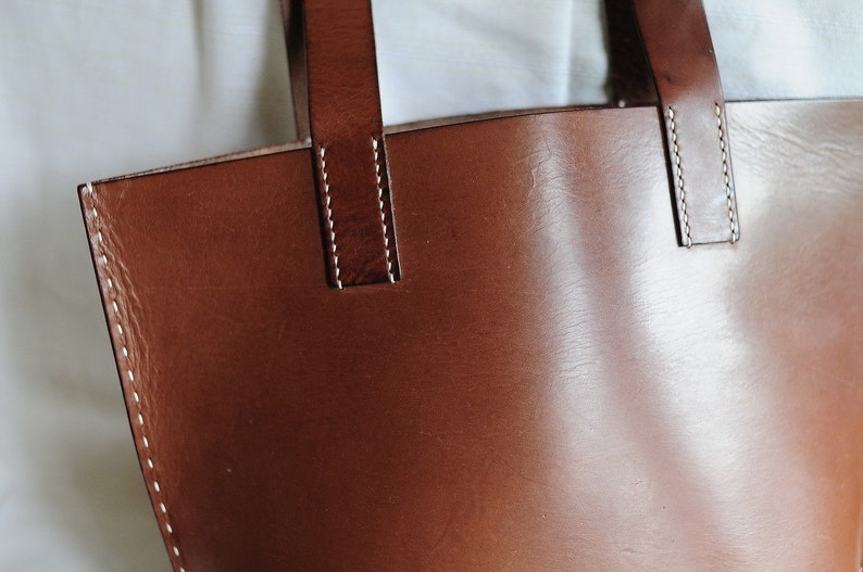 Hand Stitched Leather Tote Bag image 3