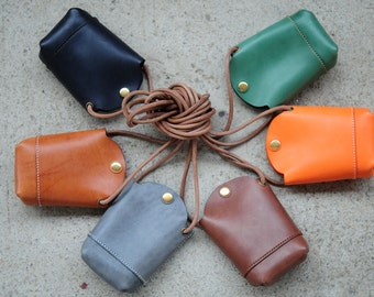 Hand Stitched Leather phone Case/ Small Pouch