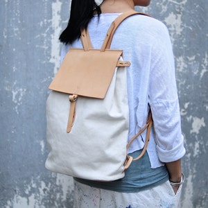 Artemis Leatherware Handmade Leather And Canvas Backpack image 1