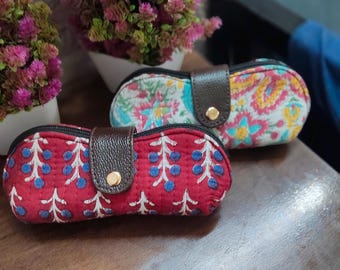 Estuche para gafas de sol con diseño floral acolchado hecho a mano, bolsa estilo bohemio