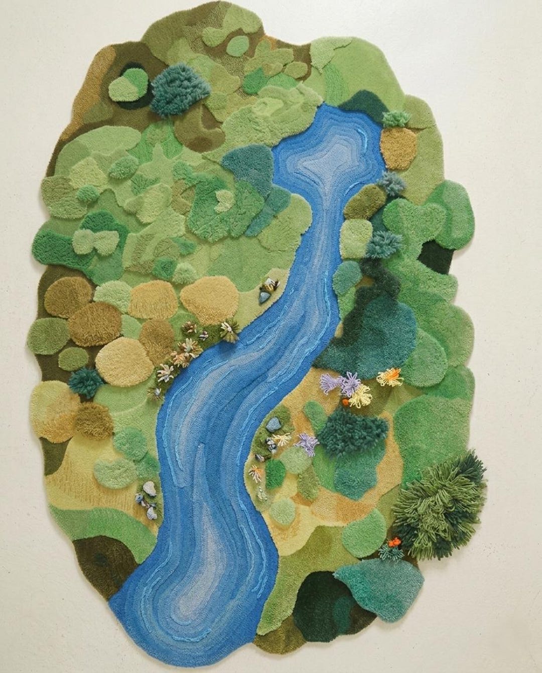 Hand-tufted Wool Landscape River Rug, 3D Textured Nature Carpet - Etsy