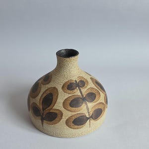 Vintage Sgrafo keramische vaas uit de jaren 70 | Klaus & Peter Müller WGP | Mid-century modern beige bruin | Verzending binnen de EU