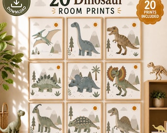 20 Dinosaurier Wand Kunst Set-Dinosaurier Kinderzimmer Dekor-Dinosaurier Schlafzimmer Dekor-Dinosaurier Spielzimmer Dekor-Dinosaurier Spielzimmer Dekor-Jungen Raum Kunst