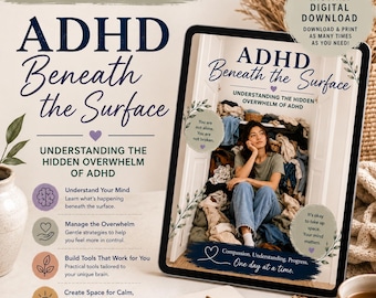 ADHD Workbook PDF-ADHD Planner & Journal-Exekutive Dysfunktion, Emotionsregulierung, Selbstfürsorge-Psychische Gesundheit Arbeitsblätter