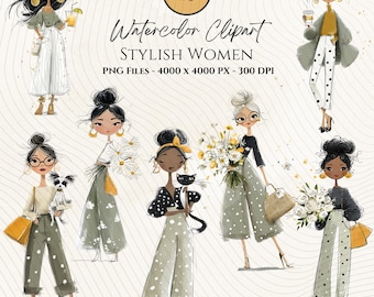 Women Clipart Bundle-Stylish Women Clipart-Boss Women Clipart-Fashion Clipart Set-Fashion Girl Clipart-Feminine Clipart-Modern Women Clipart