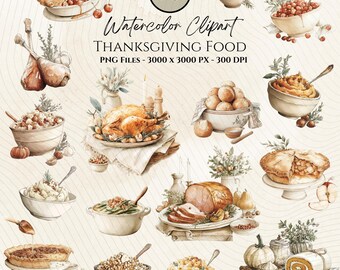 Thanksgiving Essen Clipart Bundle-Thanksgiving Clipart-Thanksgiving Einladung-Thanksgiving Essen-Thanksgiving Truthahn PNG-Kürbiskuchen PNG