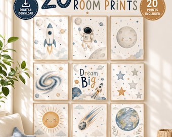 20 Weltraum Kinderzimmer Drucke-Weltraum Wand Kunst Set-Sonnensystem Kinderzimmer Dekor-Kids Zimmer Dekor-Kinder Weltraum Wand Kunst-Galaxie Wand Drucke-Weltraum Dekor