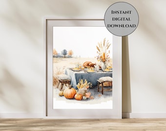 Thanksgiving Table Decor-Thanksgiving Table Wall Art-Thanksgiving Wall Art-Rustic Fall Harvest Dinner Print-Autumn Farmhouse Wall Art