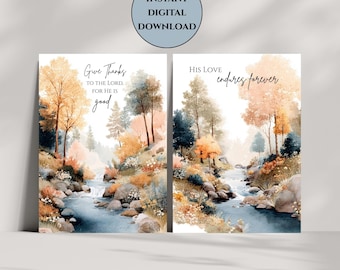Bibel Vers Wand Kunst-Christian Wand Dekor-Herbstwald Digitaldruck-Bibel Vers Natur Druck-Rustikale Herbst Wand Kunst-Schrift Wand Dekor