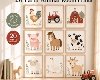 Bauernhof Tiere Wand Kunst Set-Bauernhof Tiere Kinderzimmer Drucke-Bauernhaus Kinderzimmer-Bauernhaus Zimmer Dekor-Bauernhof Themen Kinderzimmer-Bauernhof Tier Spielzimmer