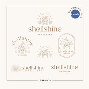 Hand Drawn, Shell Jewelry Logo Design, Editable in Canva , Business Graphic Design 21