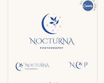 Hand Drawn Logo Design, Moon and Branch, Original Boutique, Editable in Canva Template, Minimalist Logo Design, Business Graphic Design 7