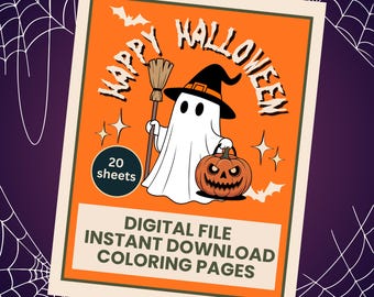 Spooky Cute Halloween Coloring Pages for Kids, Groovy Halloween Coloring Pages, Halloween Party, Spooky Coloring Sheet, Ghosts, Printable