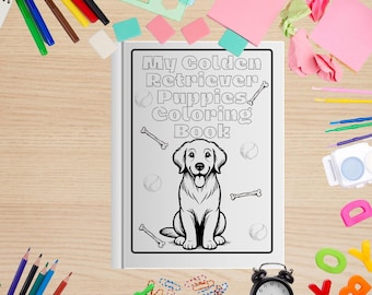 Golden Retriever Coloring Book, Puppy Coloring Pages, Dogs Coloring, Animal Coloring Page, Dog Coloring Book, Dog Art