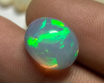 Opala, Opala Etíope Natural Oval Cabochão 4,15 Cts, Gema de Opala de Fogo Etíope, Opala Welo Cabochão Solta de Alta Qualidade para Fabricação de Joias