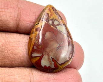 Red Noreena Jasper Cabochon Gemstone, Natural Red Noreena Jasper Pear Shape Cabochon Loose Stone, Flat Back Cabochon, Use For Making Jewelry