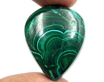 Natural Malachite Cabochon, Loose Gemstone Green Malachite Pear Crystal Jewelry Making, Smooth Designer Malachite Gemstone Flat Back Z-201