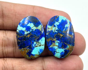 Natuurlijke Azuriet Malachiet edelsteen cabochon, Azuriet Malachiet Ovaal gepolijste Cabochon voor het maken van sieraden, handgemaakte Azuriet Malachiet