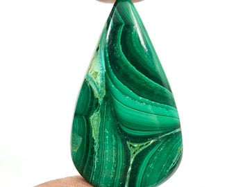 Natural Malachite Cabochon, Loose Gemstone Green Malachite Pear Crystal Jewelry Making, Smooth Designer Malachite Gemstone Flat Back Z-185