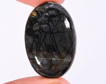Pedra preciosa de jaspe Picasso para joias, cabochão oval de jaspe Picasso solto, jaspe, finalidade curativa e artesanato de joias, 33 x 22 x 5 mm, K-122