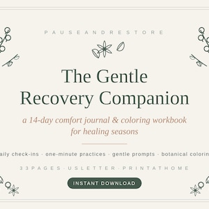 Recovery Journal and Coloring Book Printable | 14 Day Mindfulness Comfort Workbook for Surgery, Treatment & Healing | Digital Download