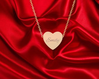 Collar de corazón personalizado grabado, regalo para ella, regalo de San Valentín