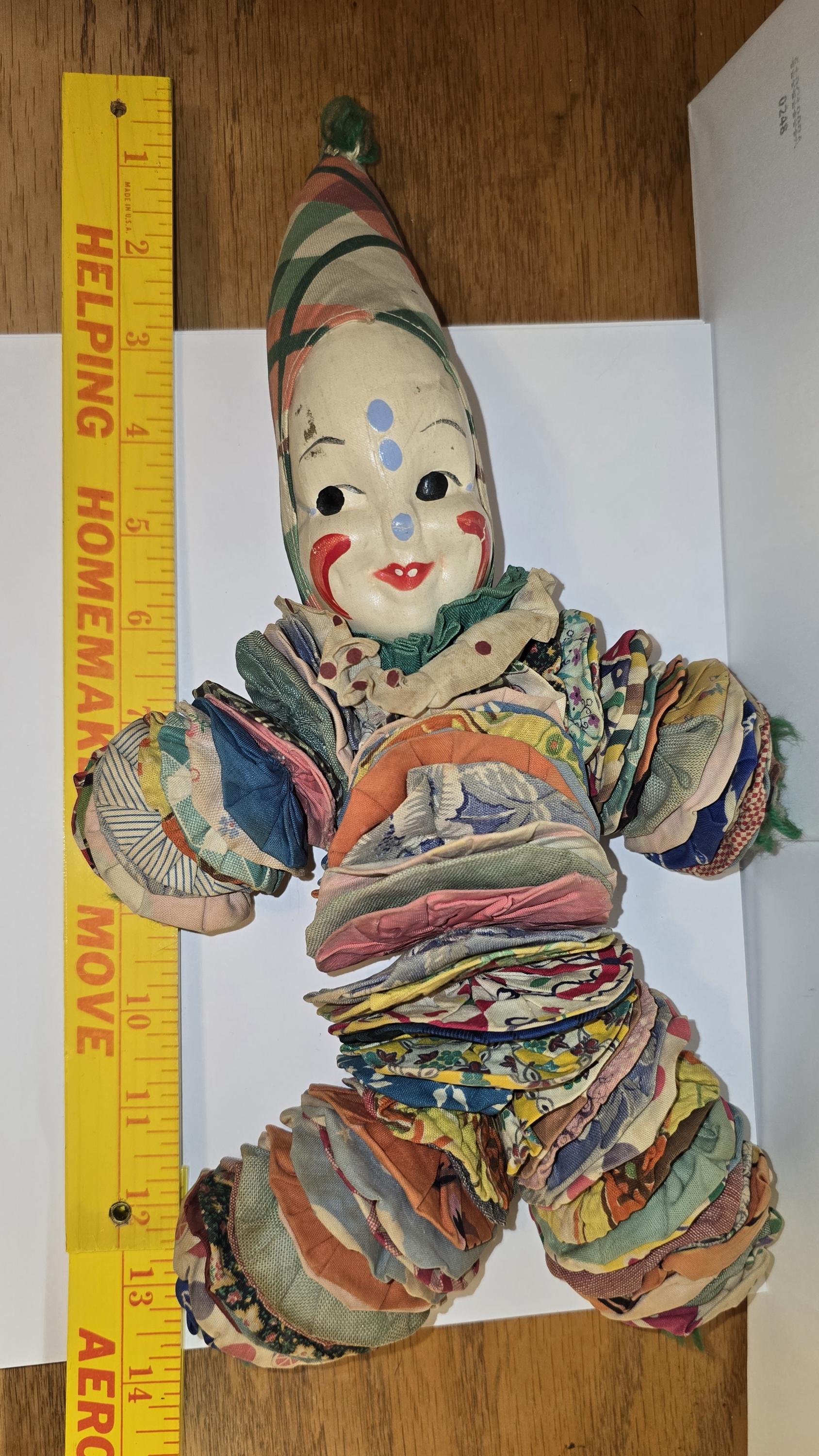 Clown Rag Rope Yoyo Clown Doll Rag Quilt Fabric Circles Vintage - Etsy