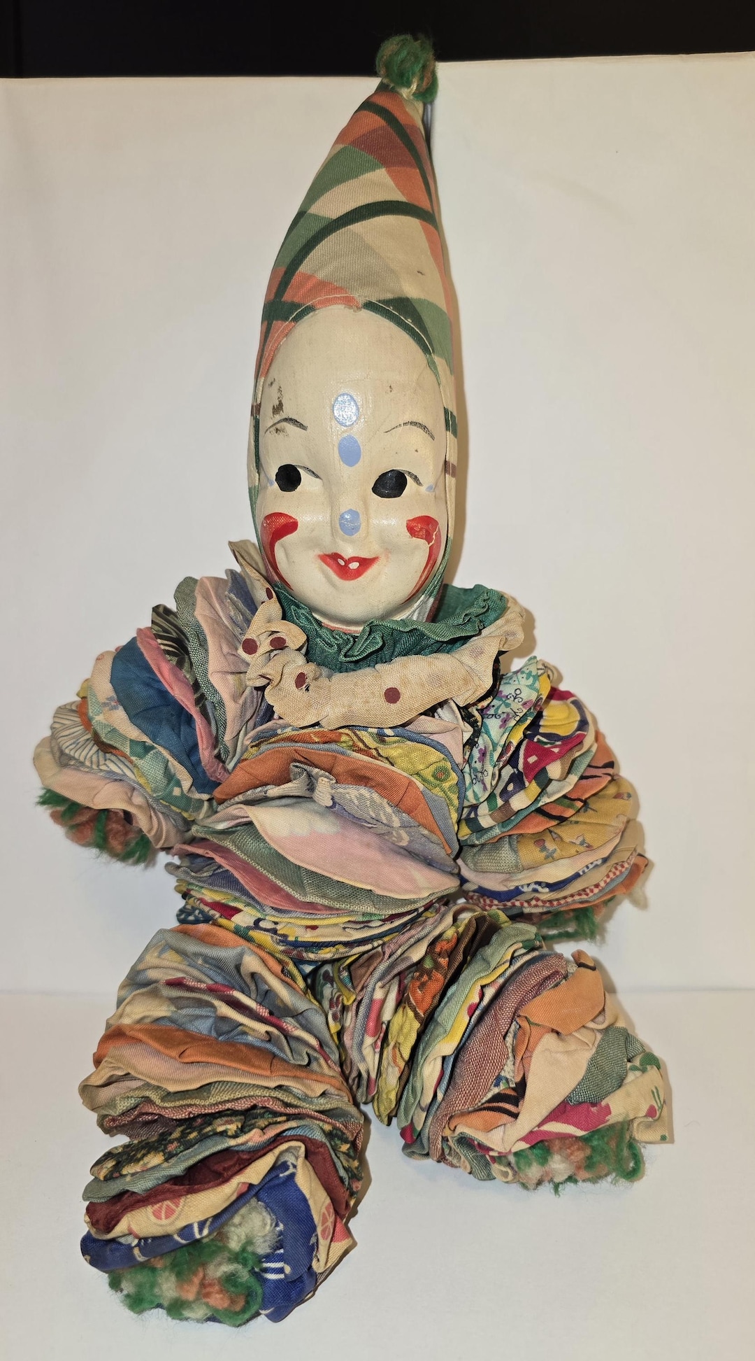 Clown Rag Rope Yoyo Clown Doll Rag Quilt Fabric Circles Vintage - Etsy