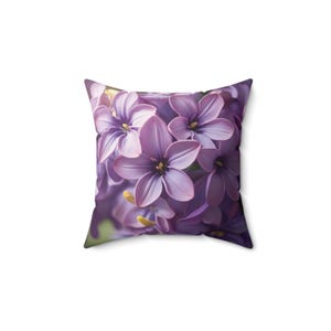 Floral Square Pillow, Decorative Cushion, Home Decor, Gift for Flower Lovers, Spring Decor, Lilac Accent Pillow