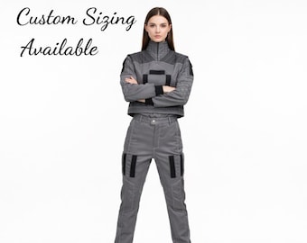 Mandalorian Inspired Flight Suit 3 Piece Cosplay Costume with Flak Vest Custom Star Wars Outfit Dark Gray