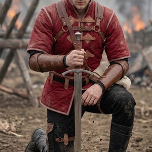Men's Quilted Gambeson Leather Armor Set – Medieval LARP Cosplay Jacket Renaissance Costume