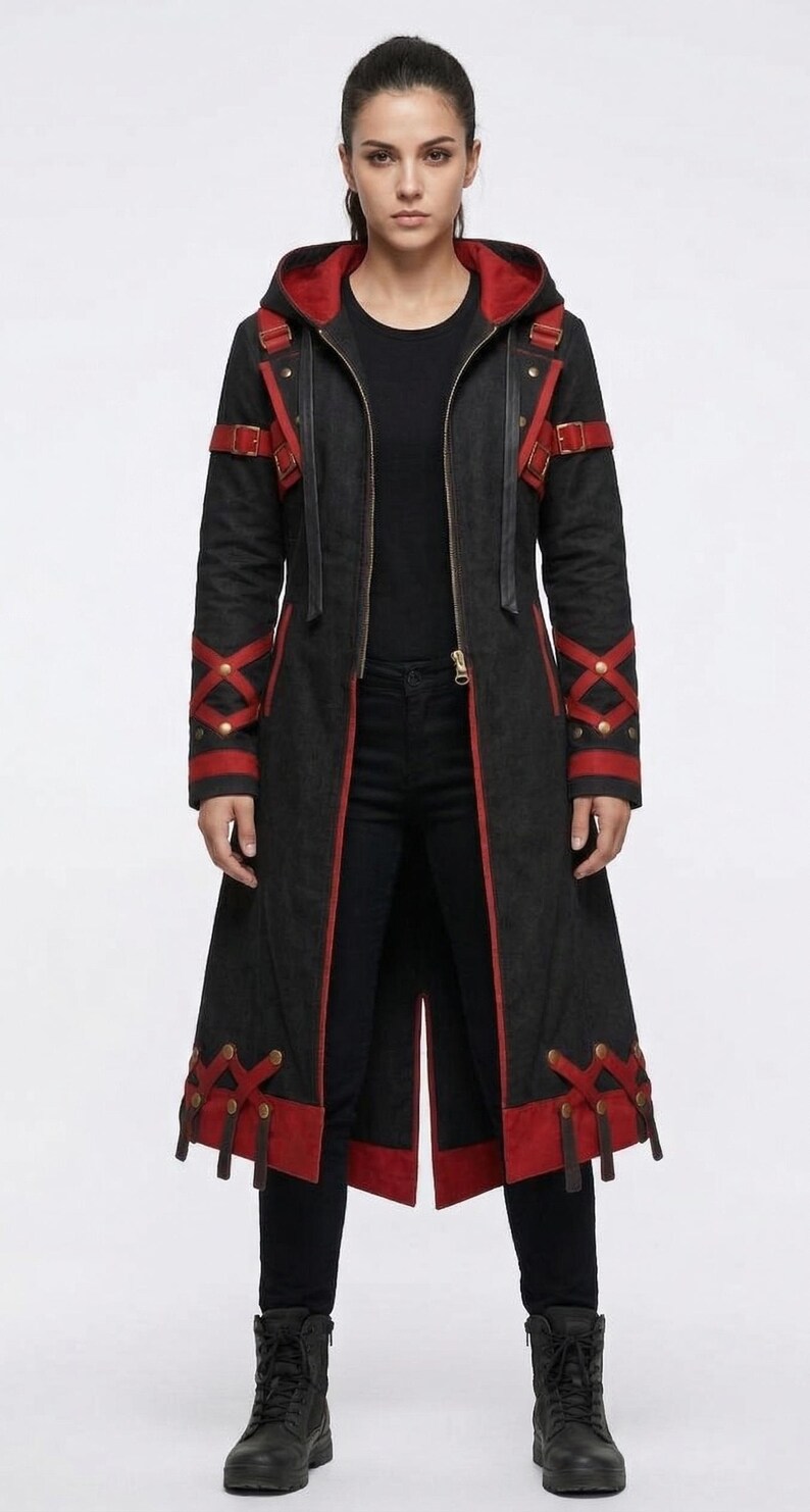 RavnForge Hooded Desert Nomad Coat – Distressed Tactical Canvas Jacket for Cosplay, LARP, Festivals & Streetwear image 3