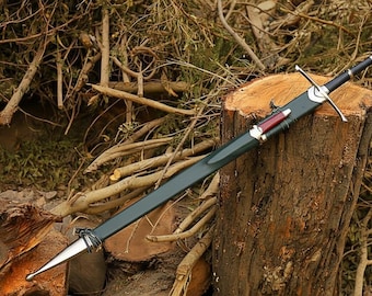 Hand-Forged Viking Ranger Sword, Cosplay Replica with Leather Sheath
